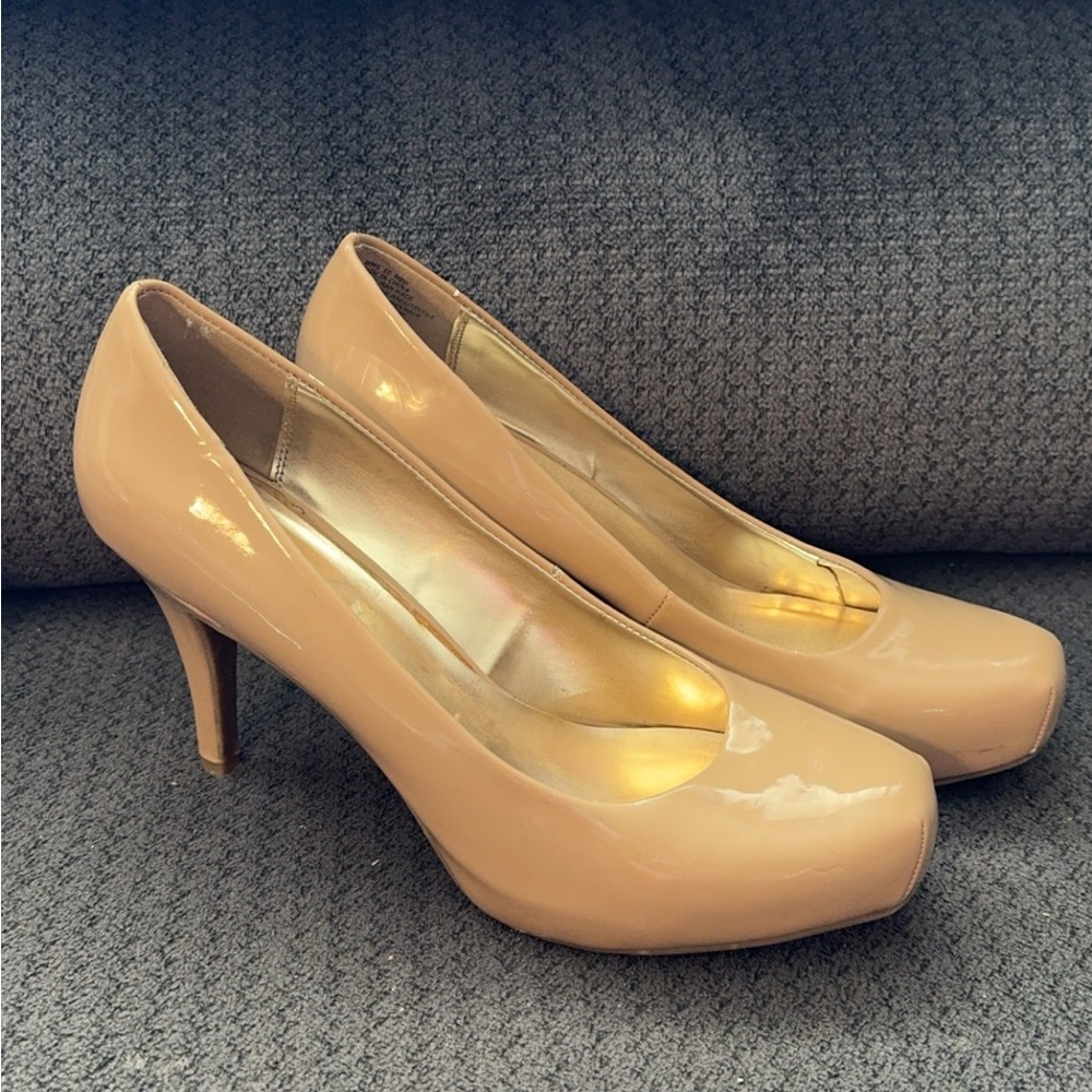 Nude Patent Stiletto Heels